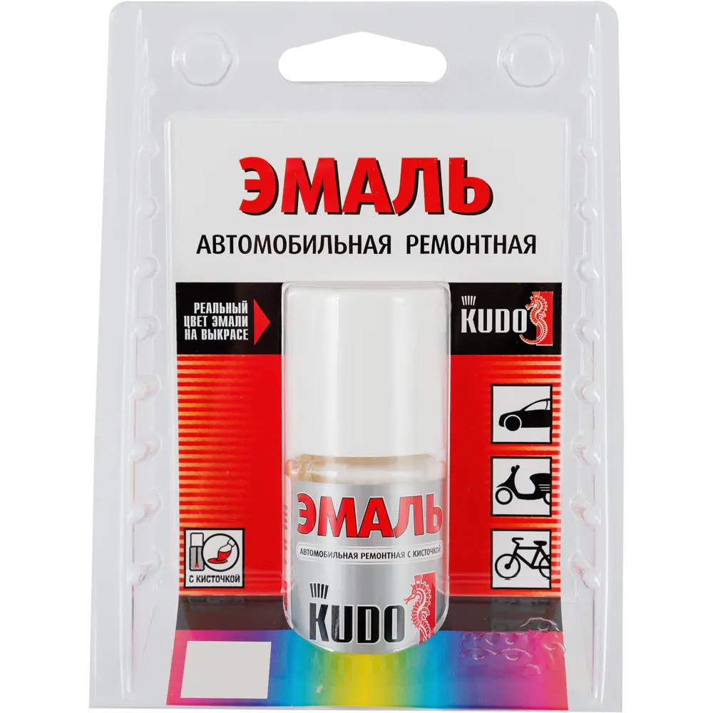 Эмаль автомобильная Kudo с кисточкой цвет белый 201 15Мл 82492035 STLM-2097223  - Вид №2