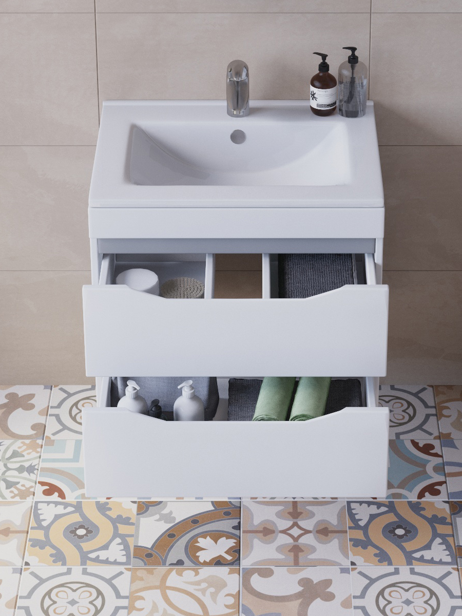 Тумба Minor 2-600 подвесная (под ум VGA)600⨉460⨉490 мм белый Santreyd sun-id-665388 - Вид №1