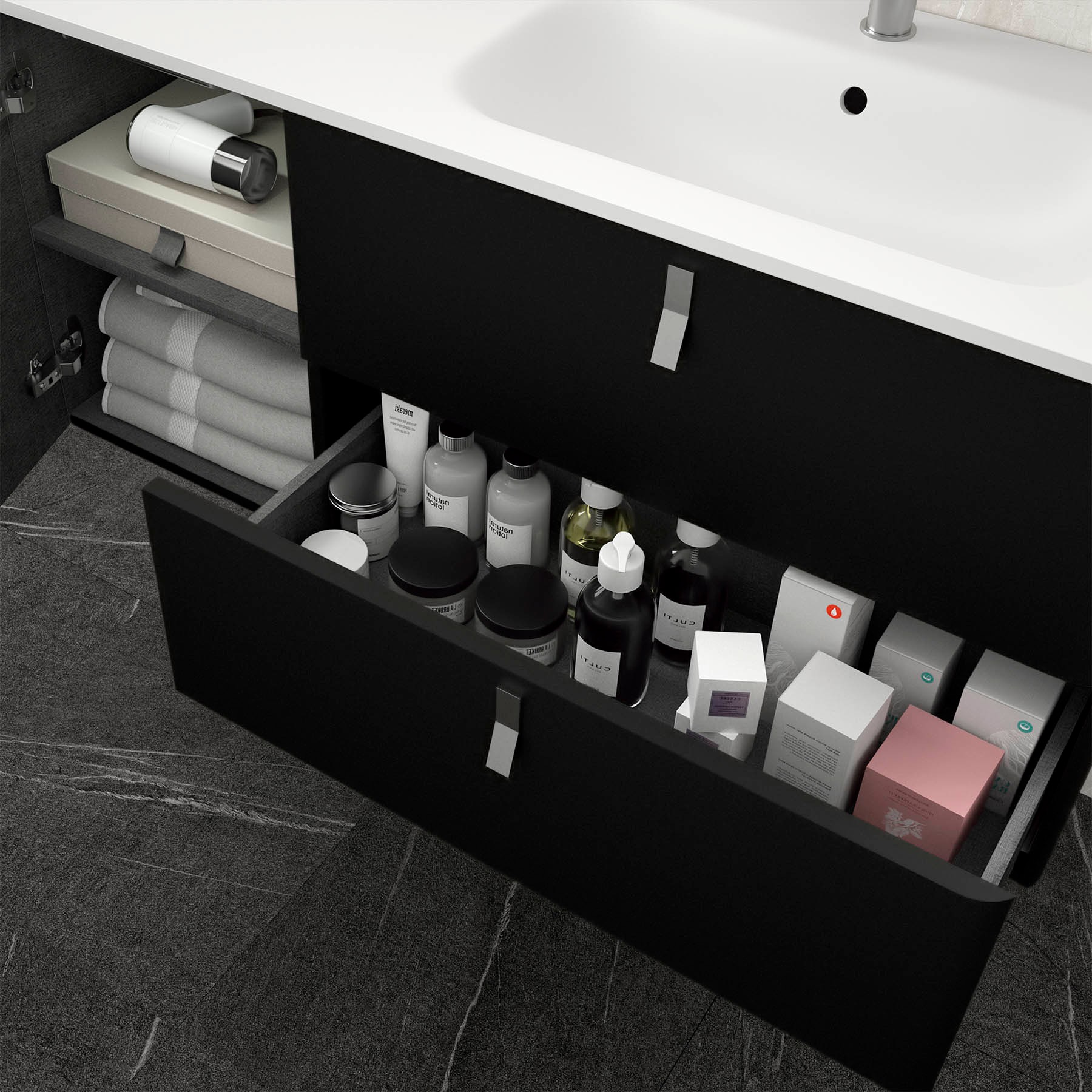 24655 SALGAR Мебель для умывальника UNIIQ 900 левая MATT BLACK Мягкий черный  - Вид №4