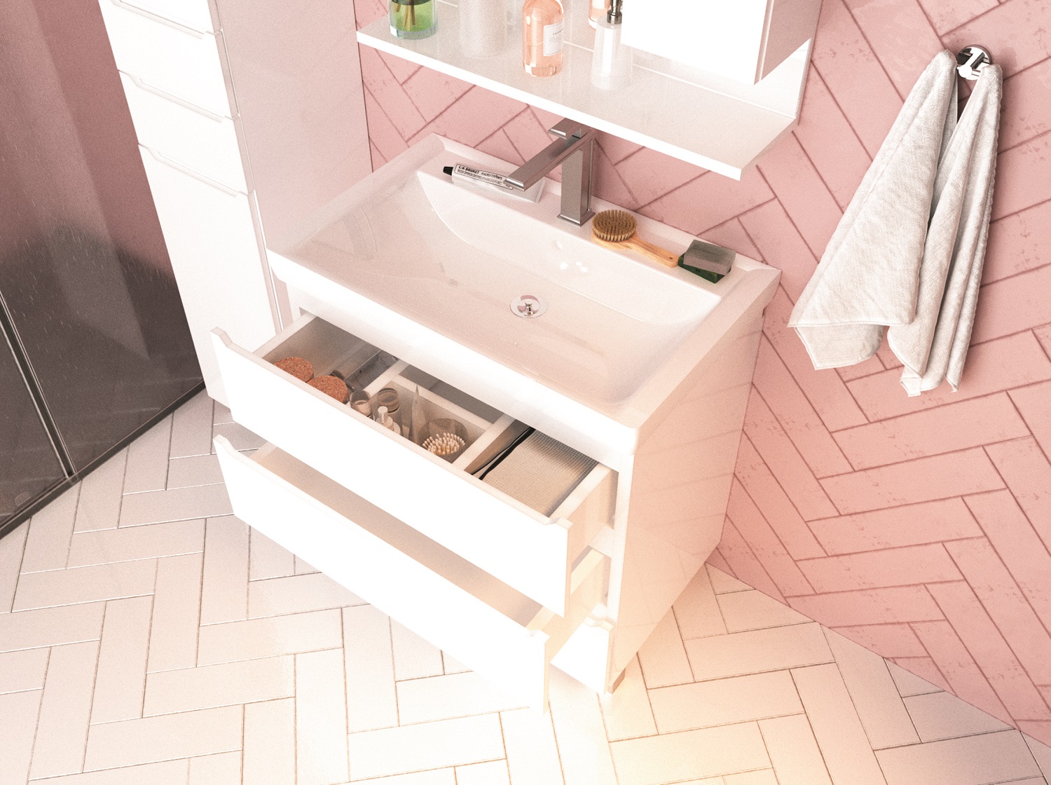 У57593 Тумба без раковины Кода 80Н 3в.я. МДФ 1 Marka Кода  - Вид №5