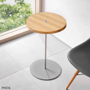 BT600-Eiche Приставной столик, высота 60 см, столешница из дуба, основание серое PHOS