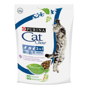 ПР0022899 Корм для кошек 3 в 1 домашняя птица с индейкой, сух. 400 г Cat Chow