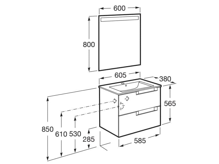 Деревянный подвесной умывальник с зеркалом Roca UNIK A85182 / A85183 / A85184 ARCH-00019858 - Вид №38