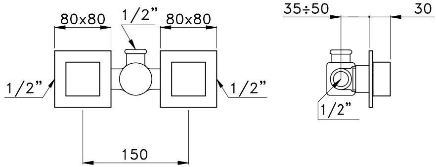 RUBINETTERIE STELLA Смеситель для душа на 2 отверстия Bamboo quadro sun-id-1457236 - Вид №1
