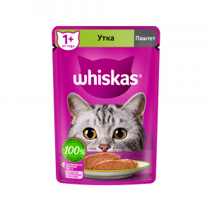 ПР0059369 Корм для кошек утка паштет пауч 75г WHISKAS