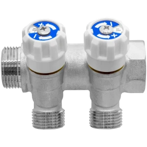 Коллектор с вентилем MPF на 2 выхода 3/4"x1/2" наружная резьба