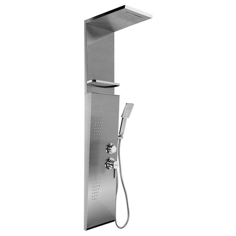 GFmark - Душевая панель РАЗБОРНАЯ - "тропический душ" с двумя лейками, корпус МАТОВАЯ нержавеющая сталь марки 304, код: 5509 