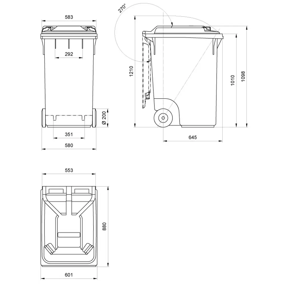 Мусорный бак 360 л цвет зеленый Santreyd STLM-2193026 - Вид №1