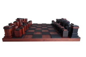 Шахматная доска из массива дуба и красного дерева