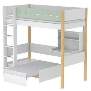 Кровать Flexa White Casa высокая со встроенным модулем, 200 см, мятная лакированная