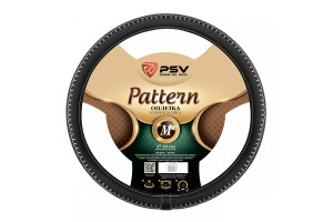 17868067 Оплётка на руль PATTERN Fiber черный, отстрочка белая, M 130525 PSV