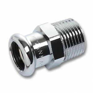 116243G1238 SANHA 16243G пресс-фитинг, бронза, ниппель перех.ВПр-НР,хром 12x3/8 мм