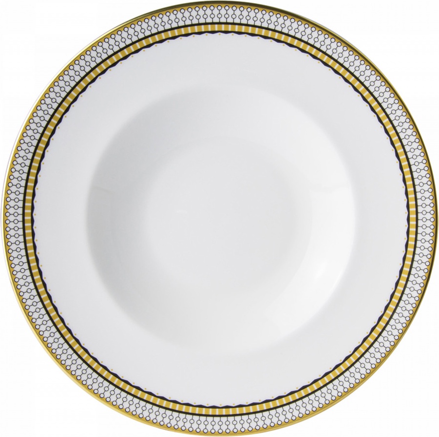10650442 Royal Crown Derby Тарелка суповая Royal Crown Derby "Вибрации" (Oscillate, Onyx) 27см Фарфор костяной 