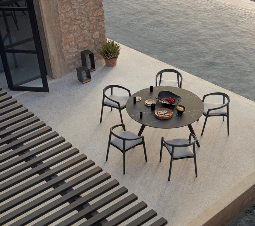 MNST972 Обеденный стол teak ⌀148см Manutti Torsa - Вид №5