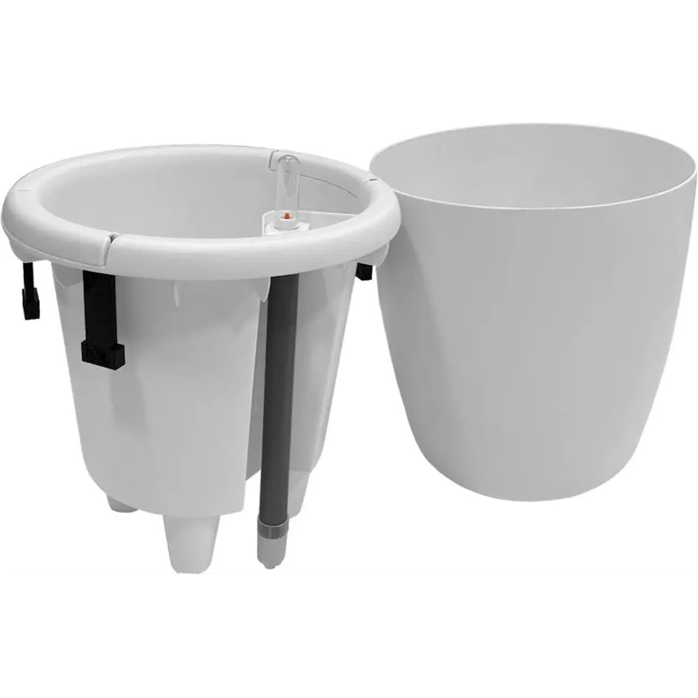 Горшок цветочный с автополивом Ingreen ø25 h28.7 см v9 л с автополивом пластик белый Munchen STLM-2115755 - Вид №2