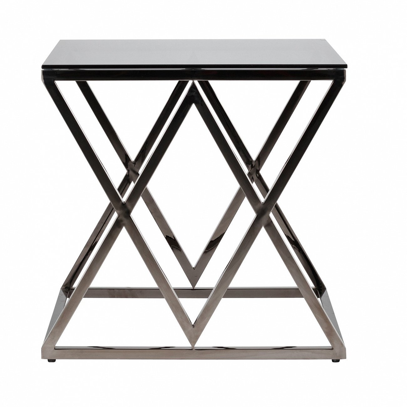 Журнальный столик стеклянный дымчатый с основанием темный хром 55х55 см "Инсигния" STOOL GROUP  00-3881889 Серебро  - Вид №1