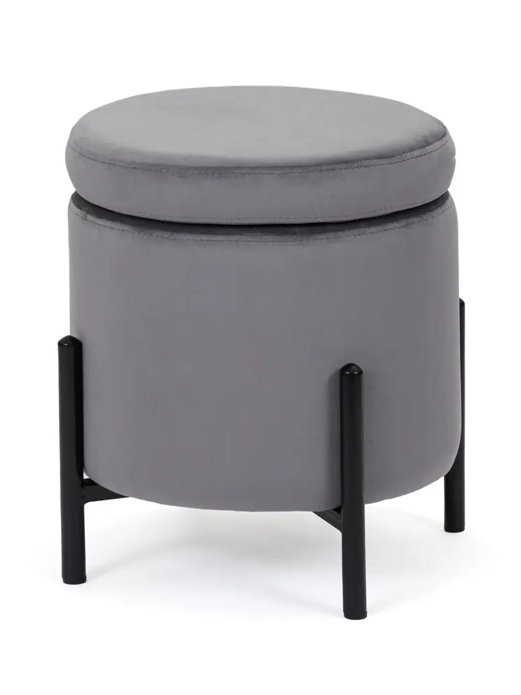 91588059 Пуф Myfar Фрэнк с ящиком 43x44x43 см велюр цвет темно-серый STLM-0875817