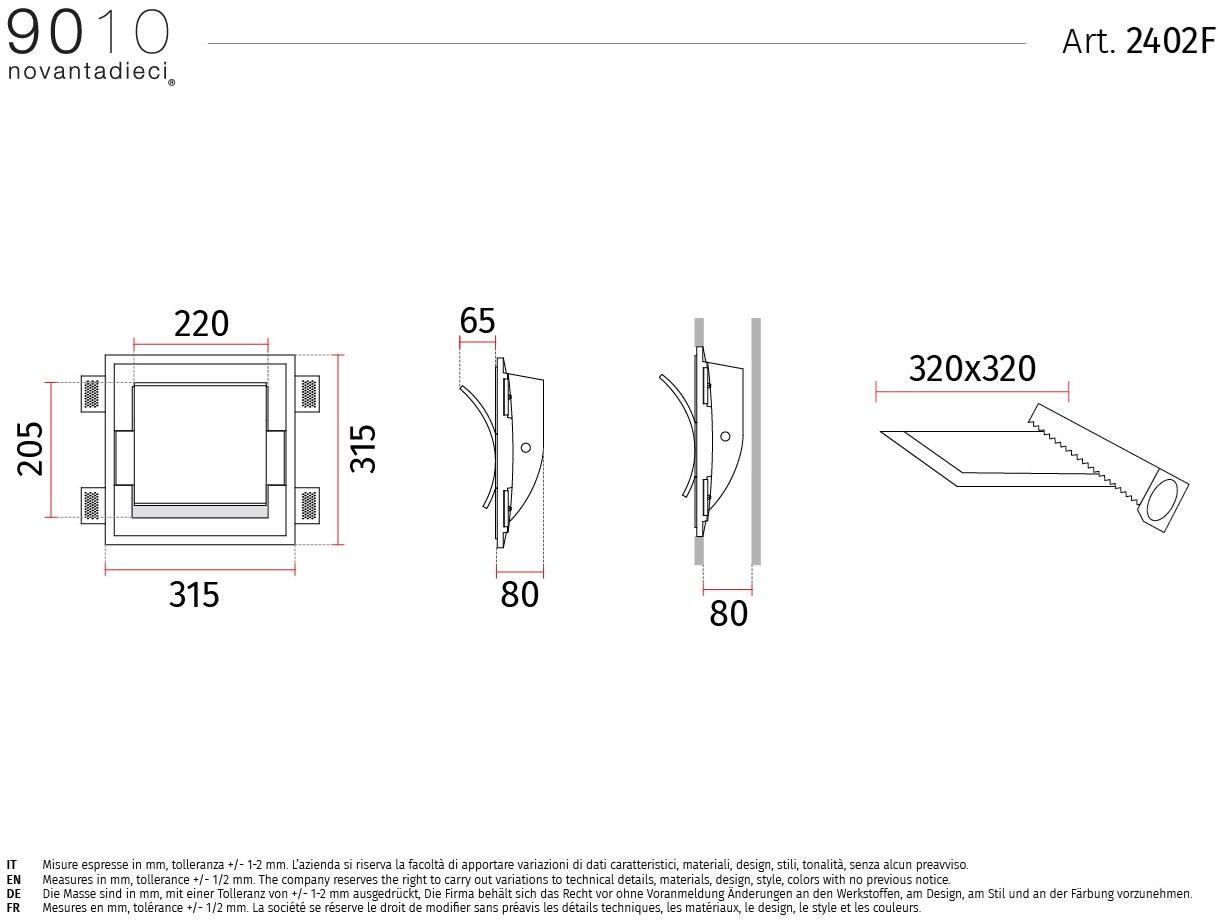 9010 novantadieci Встраиваемый настенный светильник из cristaly®  2402f  - Вид №2
