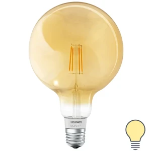 Лампа умная светодиодная Osram Smart Plus E27 220-240 В 5.5 Вт шар большой золотистая 600 лм, теплый белый свет 89143932 STLM-2046314