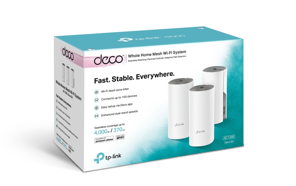 Deco E4(3-pack) Ac1200 mesh wi-fi system, 2 10/100mbps ports, 2 internal antennas TP-Link Santreyd  - Вид №4