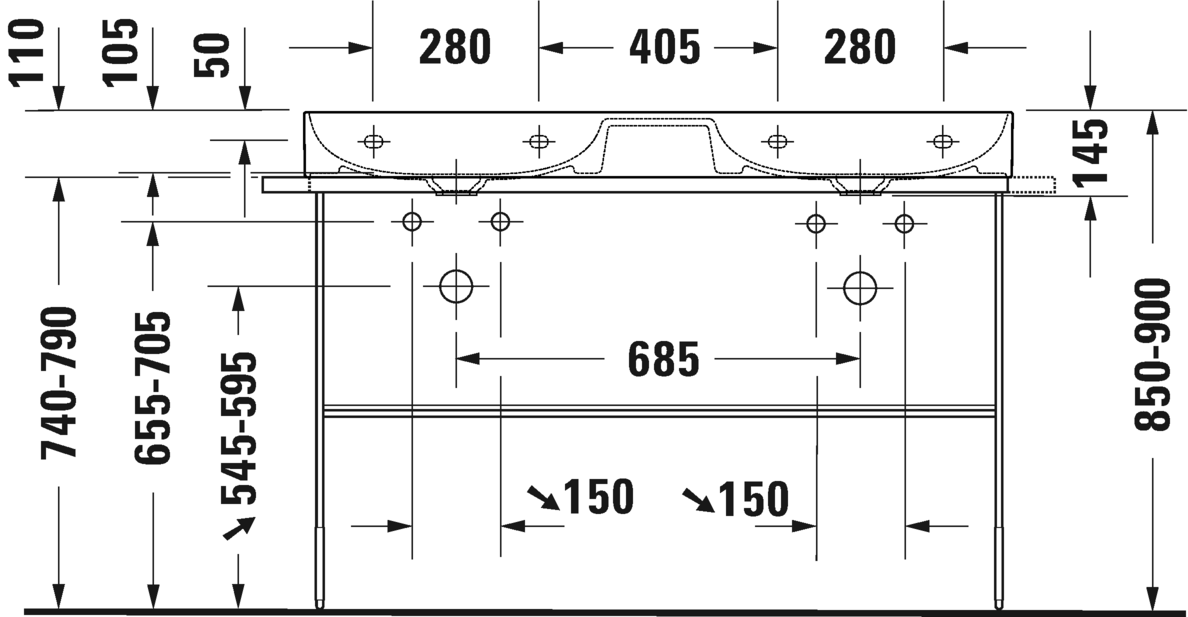 2353120041 Подвесная раковина настенная овальная Duravit DuraSquare - Вид №4