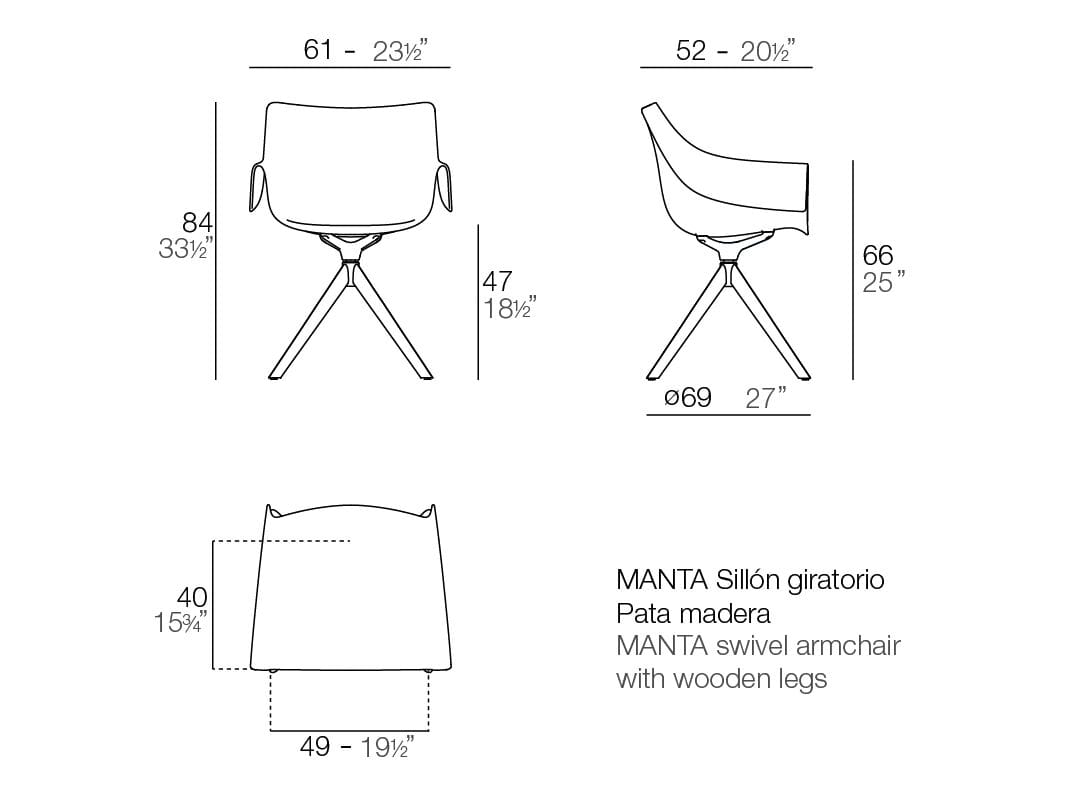 Поворотный стул с подлокотниками Vondom Manta ARCH-00096632 - Вид №5