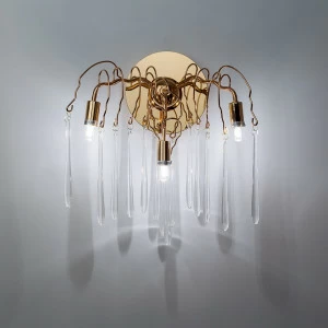 Бра со стеклянными подвесками на 3 лампы золото Frezia Light 117643 FREZIA LIGHT  00-3953625 Прозрачный;хром