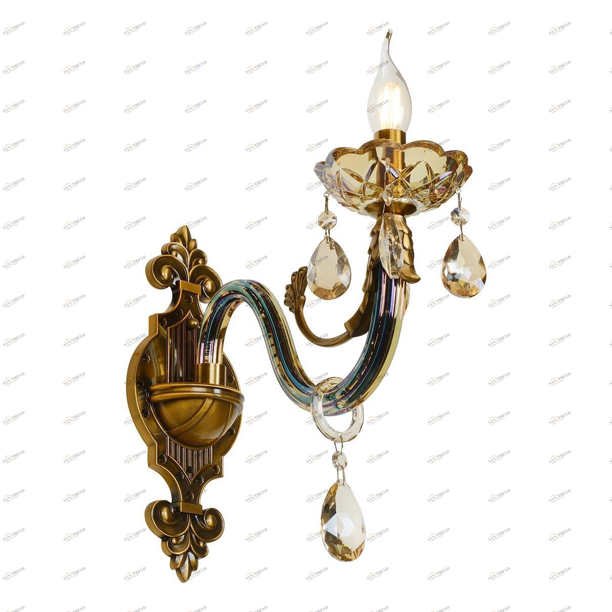 Бра с прозрачными подвесками бронзовое Asia 61081/1 BR ILAMP СВЕЧА 00-3949096 Бронза 