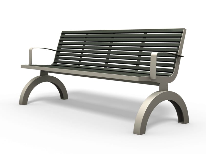 Скамейка из нержавеющей стали и ПВХ с подлокотниками BENKERT BANKE Comfony ARCH-00130242 - Вид №1