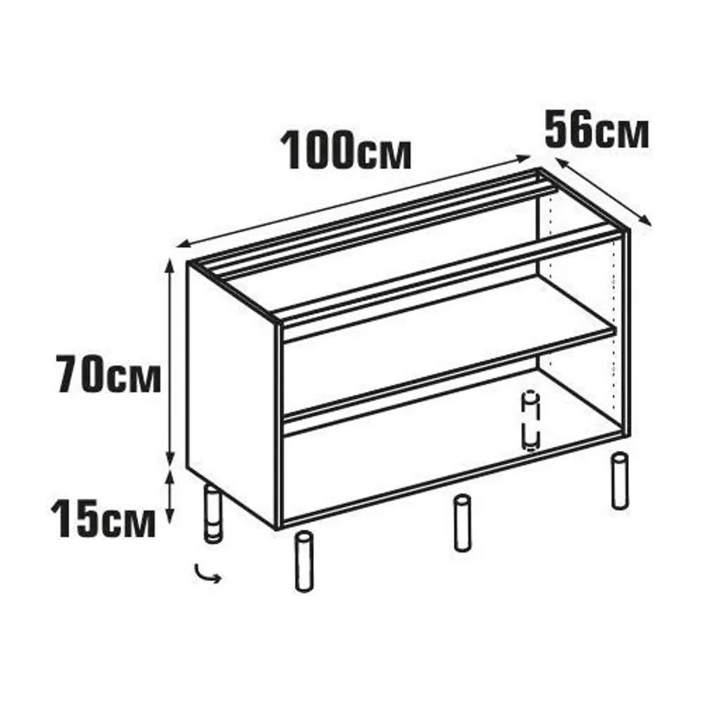 Каркас напольный угловой 100x70x56 см, ЛДСП, цвет белый DELINIA STLM-2060288 - Вид №7