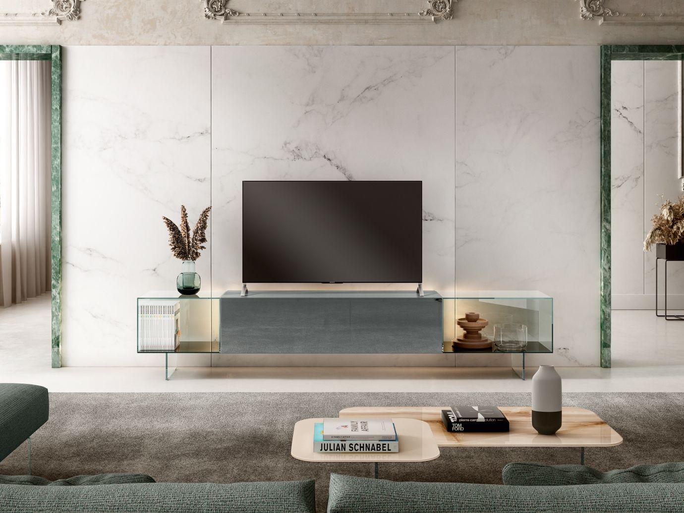 Стеклянный шкаф для телевизора Lago 36e8 ARCH-00101983 - Вид №1