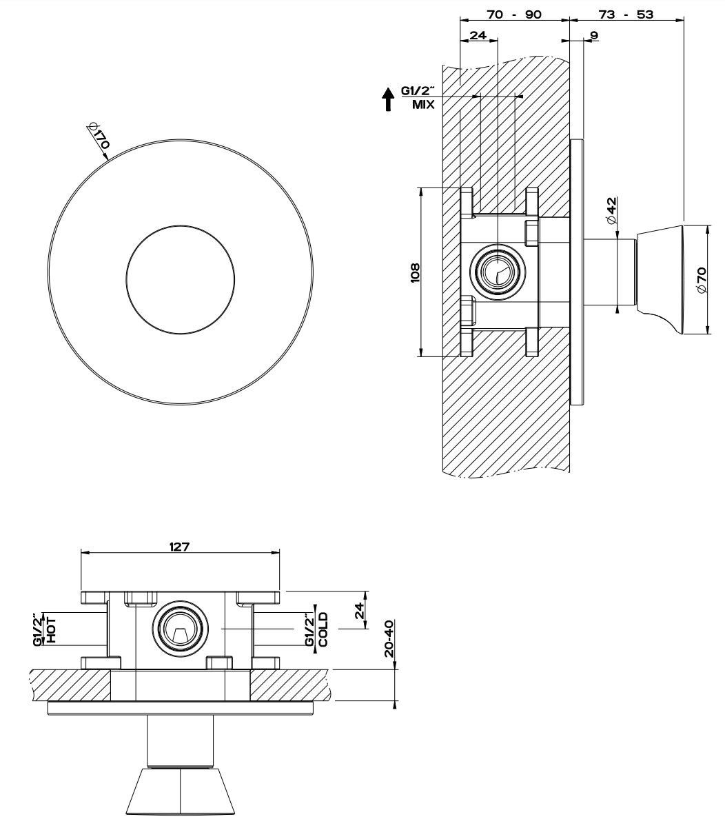 Хром латунь однорычажный смеситель для душа Gessi конус ARCH-00056019 - Вид №2