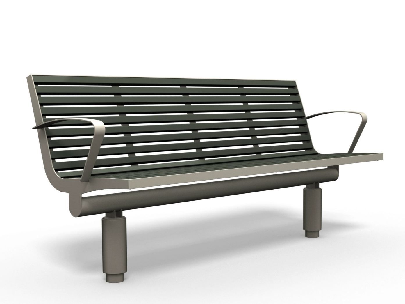 Скамейка из нержавеющей стали и ПЭТ с подлокотниками BENKERT BANKE Comfony ARCH-00065172