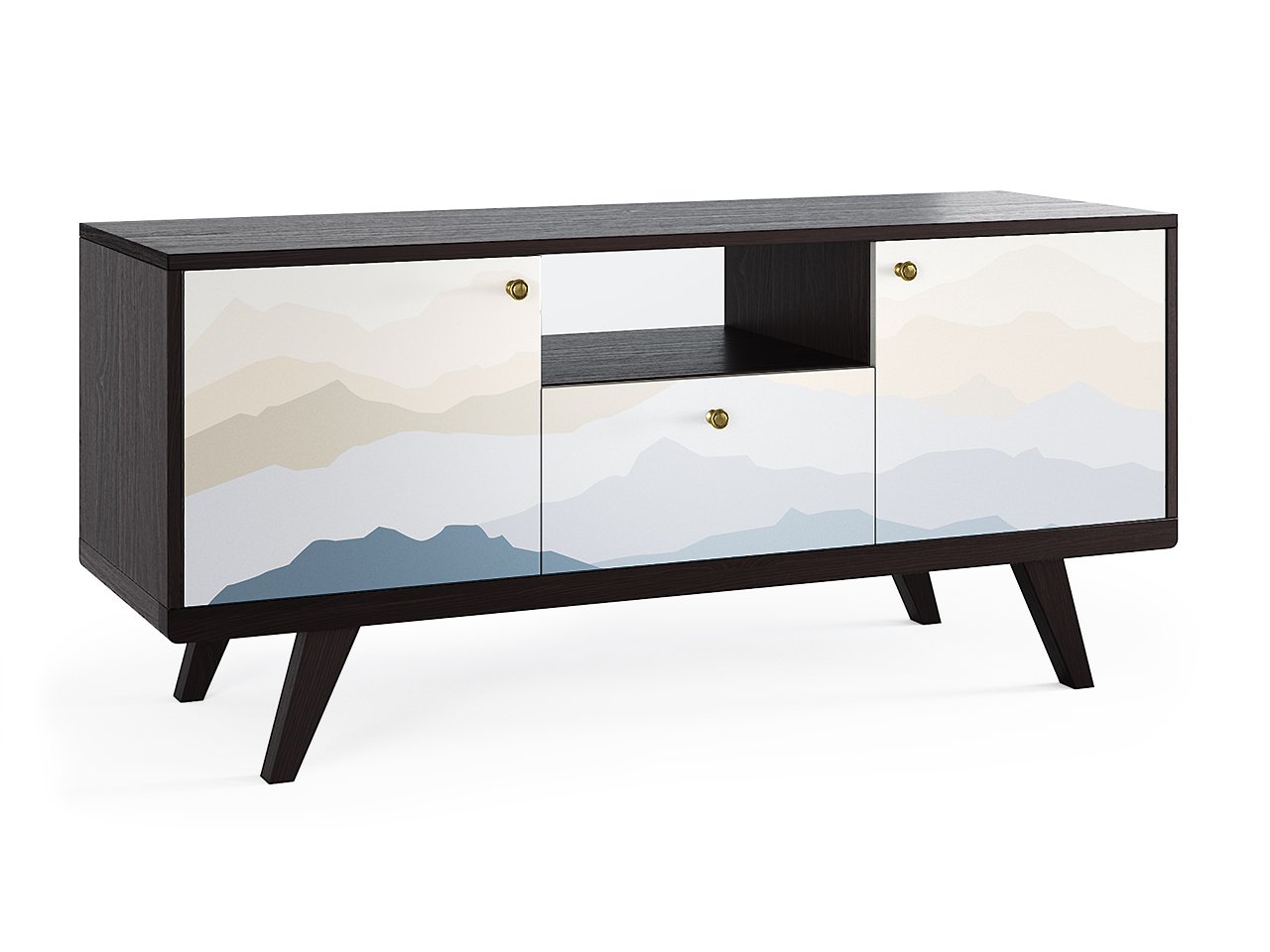 Тумба под телевизор белая с венге Thimon THE IDEA  210238 Белый;черный  - Вид №1