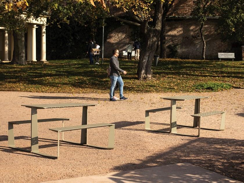 mmcité1 Стол для пикника из оцинкованной стали со встроенными скамейками sun-id-1407768 - Вид №8