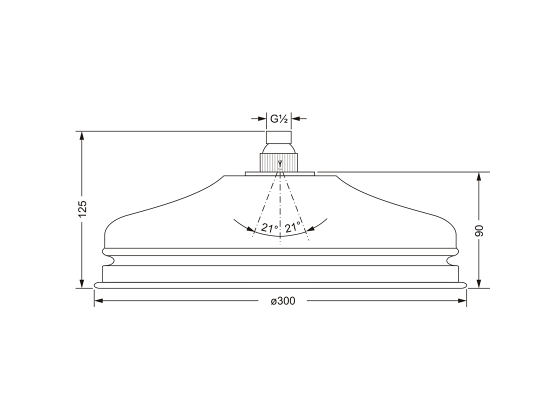 Верхний душ ½", ø 300 мм JOERGER ДУШЕВЫЕ ГАРНИТУРЫ 649.13.930.000 - Вид №1