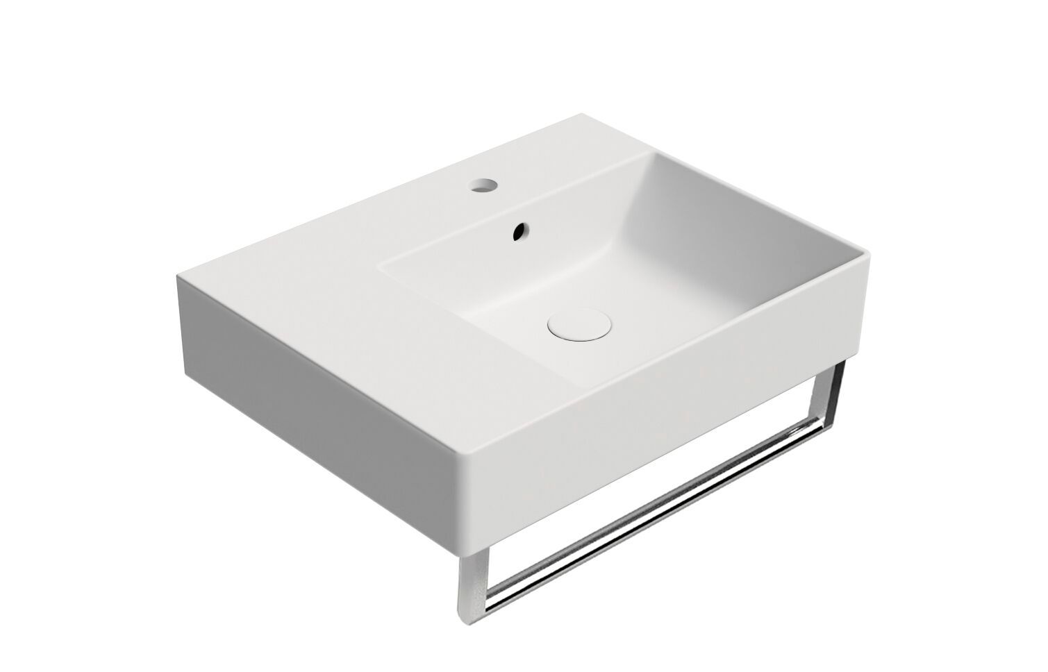 Керамическая прямоугольная одиночная раковина с держателем для полотенец GSI ceramica Kube X ARCH-00134756 - Вид №4