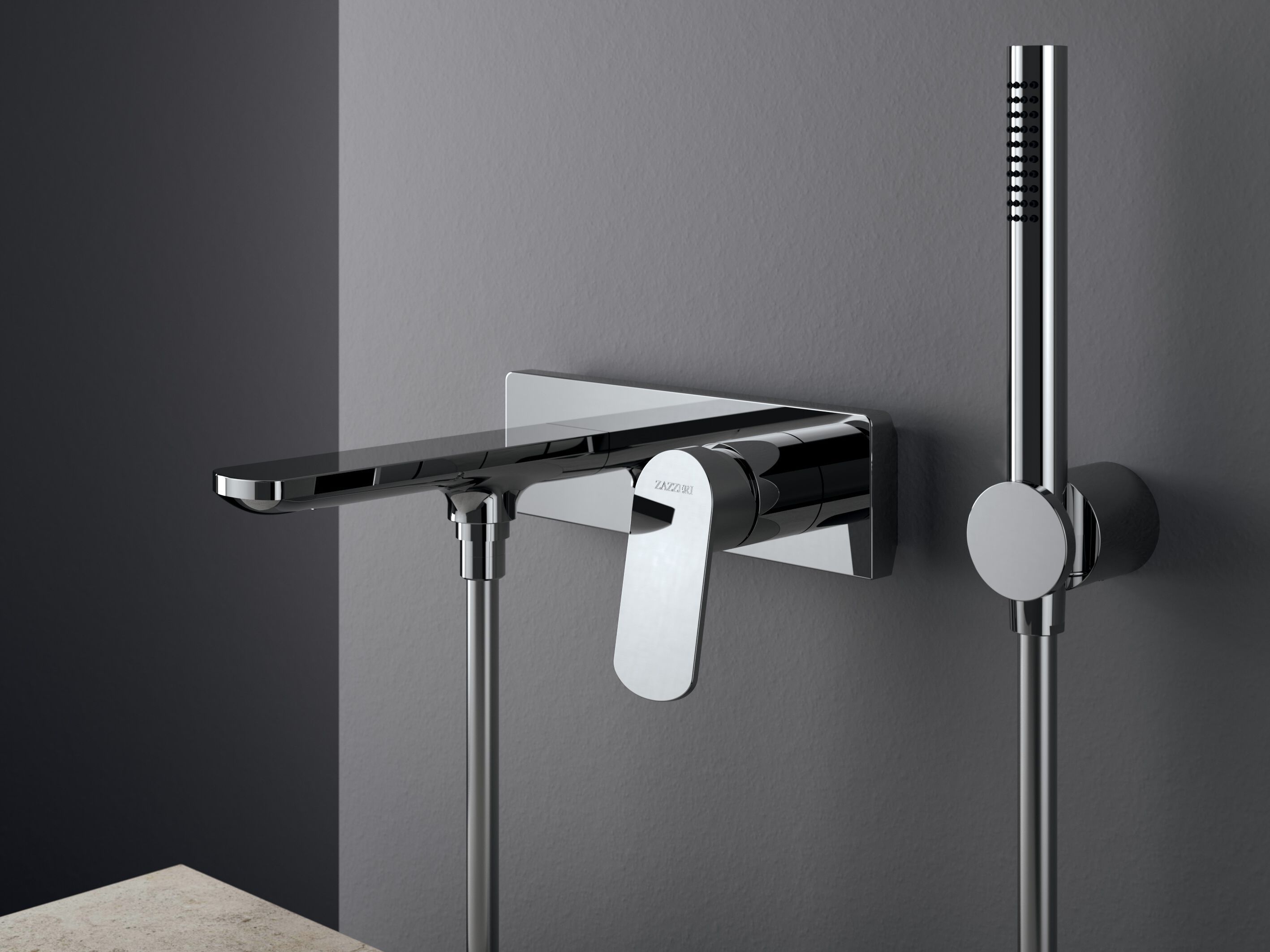 Настенный смеситель для ванны с ручным душем Zazzeri Surf ARCH-00113413