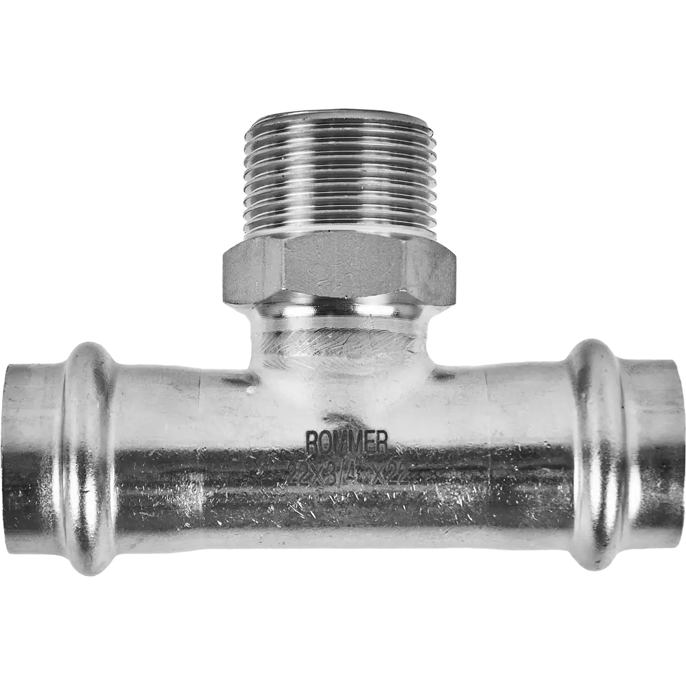 Тройник переходной Rommer 3/4"x22 мм ВПр-НР нержавеющая сталь 88011323 STLM-2026318  - Вид №1