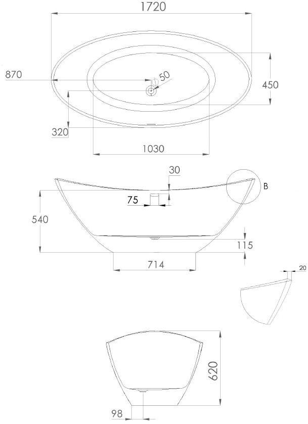 JEE-O Отдельностоящая овальная ванна Rio Sbm066 - Вид №1