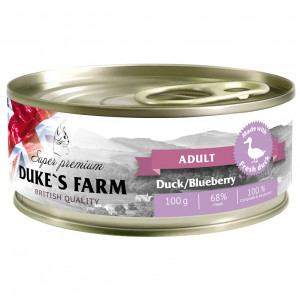 ПР0031349 Корм для кошек DUKE"S FARM Утка, черника конс. 100г DUKE'S FARM