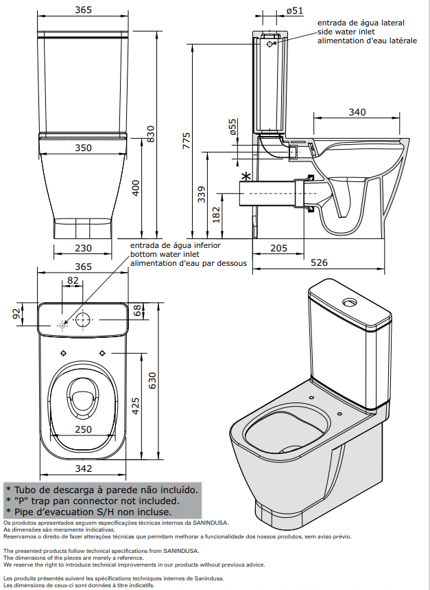 134024004 Компакт унитаз с бачком Белый Sanindusa Look Португалия - Вид №1