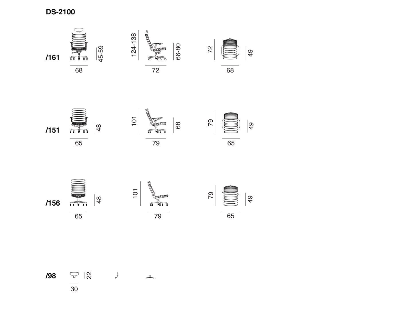 4-спицевое кожаное регулируемое по высоте офисное кресло de Sede DS-2100 SKELETON ARCH-00025558 - Вид №1