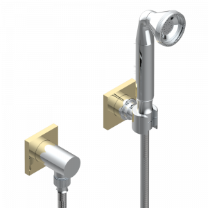 G79-53 Ручной душ с жесткой струей, шланг 1 м 50 см, держатель и колено 1/2’’ Thg-paris Cubica Хром/золото
