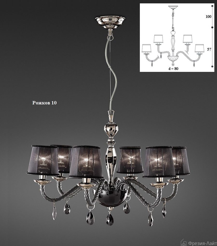 Italamp 346/5+5 Cri.nero/SW Stras Black люстра подвесная 61931