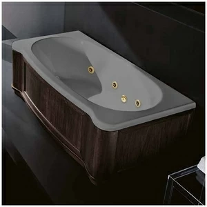 Ванна Gruppo treesse New Classic Young STD-V6747-SX-WV-SEZ серая с золотой фурнитурой и гидромассажем прямоугольная левая деревянная панель венге