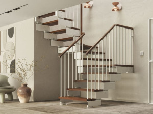 Модульная лестница из бука и стали