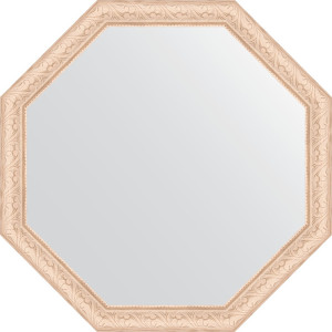 BY 3699 Зеркало в багетной раме - беленый дуб 57 mm EVOFORM Octagon