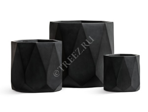 41.1020-0033-BLCK-43 Кашпо  ERGO - серия Rombo - Цилиндр-многогранник- Антрацит Цветочная коллекция