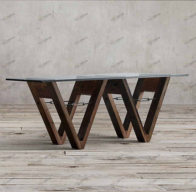 Обеденный стол стеклянный на двойном деревянном основании 152 см Wood and Glass ICON DESIGNE WOOD AND GLASS 178147 Коричневый;прозрачный 